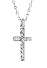 stunning silver clear cubic zirconia baby cross necklace